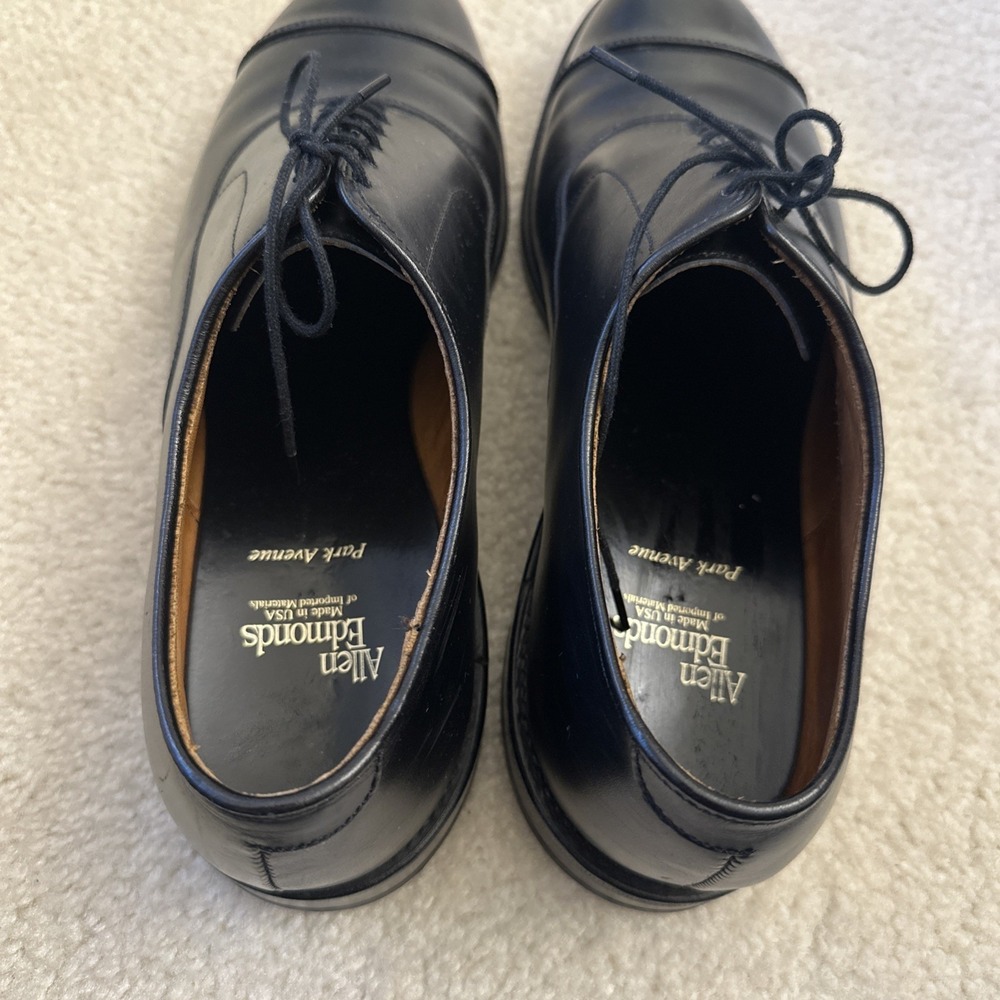 Allen Edmonds Park Avenue Oxfords Dress Shoes Mens Sz 10.5 Black Leather Cap Toe - Picture 4 of 11